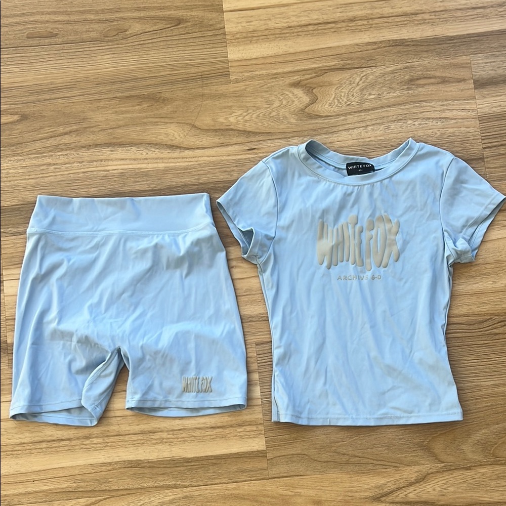 Baby blue White Fox Activewear Set
